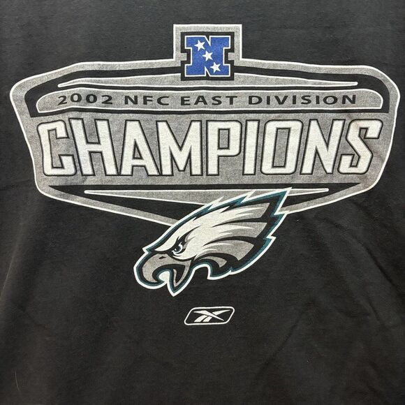 Vtg 2002 Reebok Shirt Mens 2XL Philadelphia Eagles NFL Champions Gray Crew Neck - Picture 2 of 9
